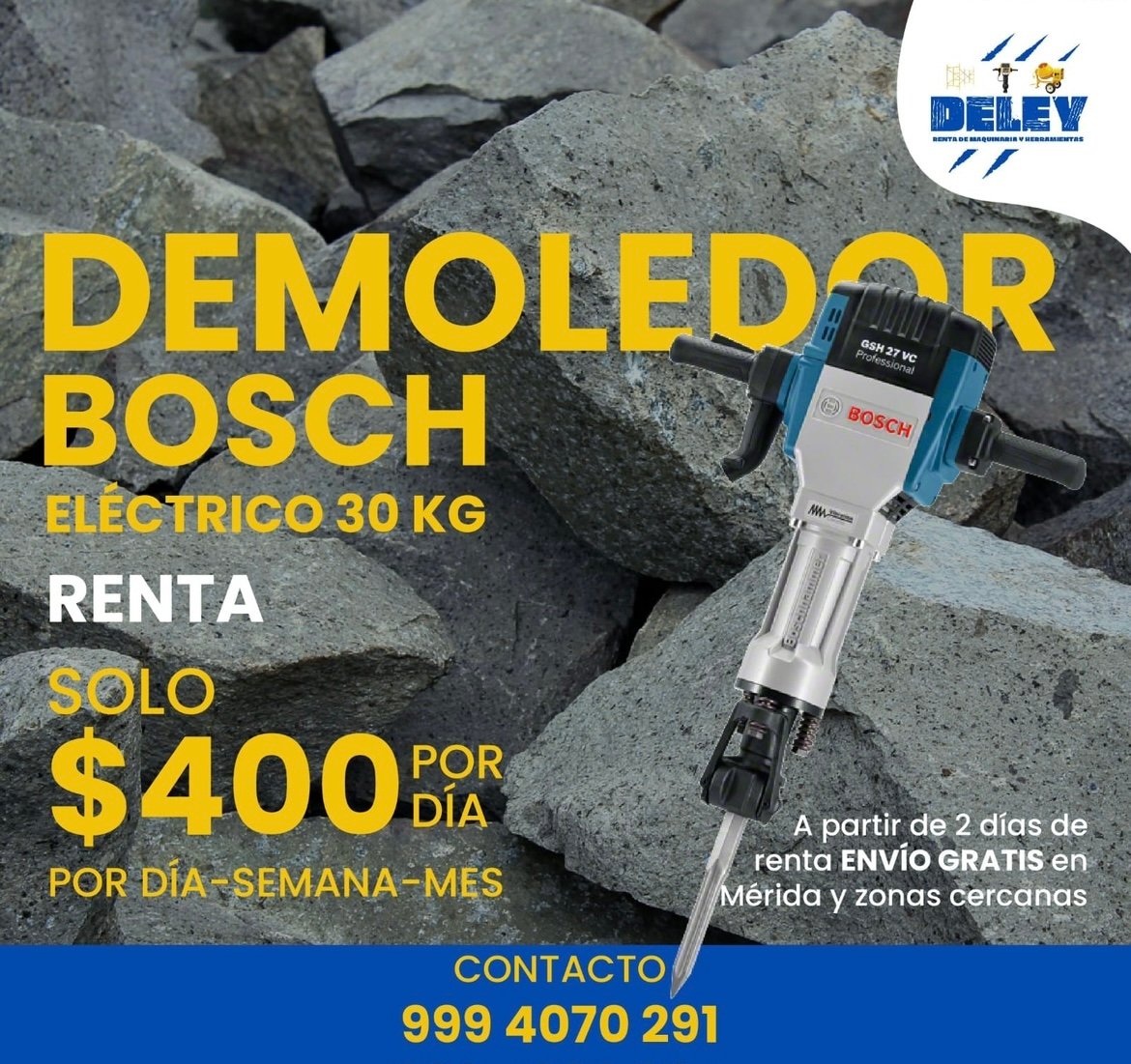 Renta de demoledores para piscinas y fosas 