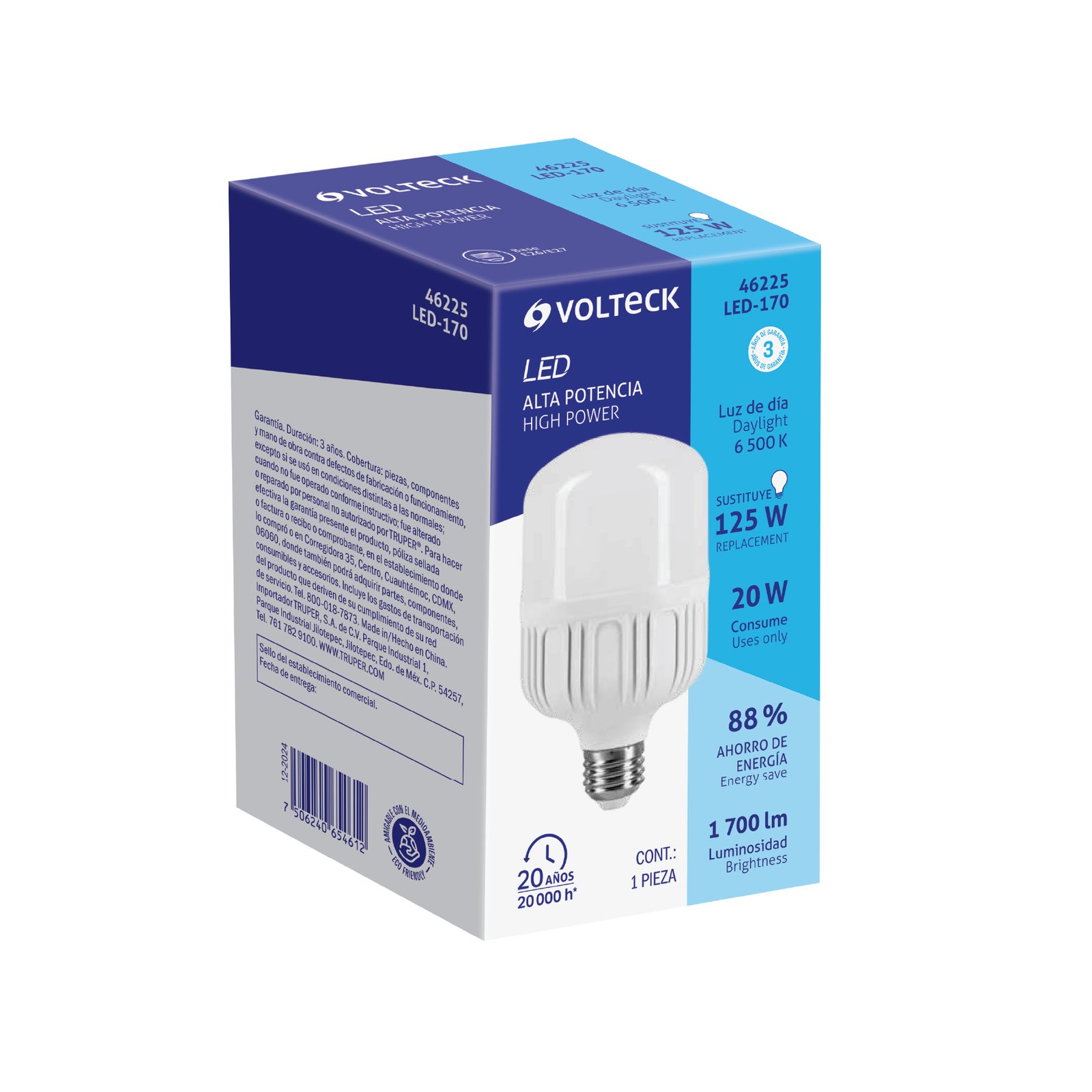 Lámpara led tipo bulbo 20w