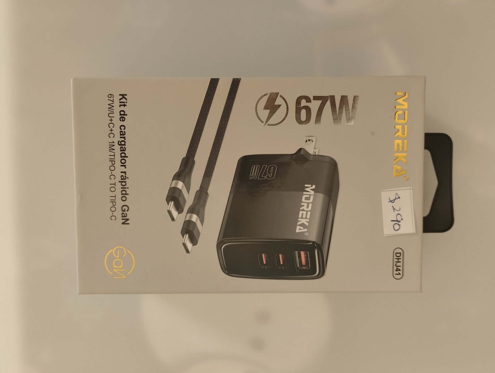 Cargador de 67w con tecnología Gan